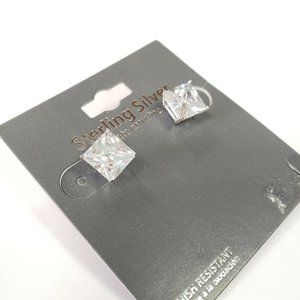 Sterling Silver Square 8MM CZ Earrings Tarnish